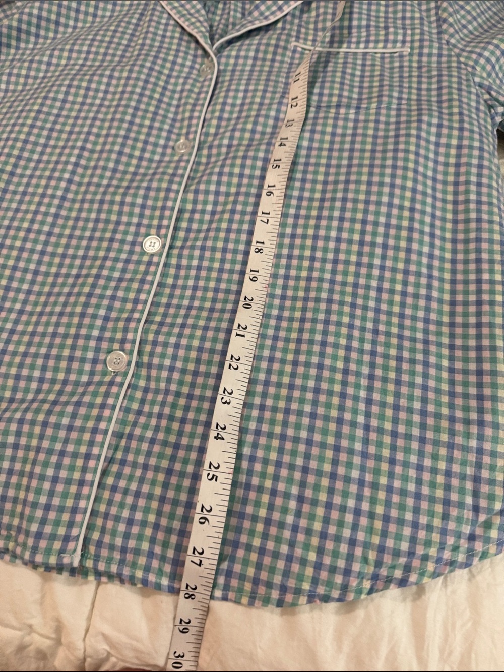 Petite Plume Woman’s Short Sleeve Blue Gingham Shirt Set - Picture 8 of 8